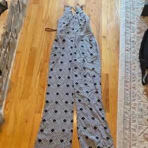 Diane Von Furstenberg Geometric Black and White Jumpsuit